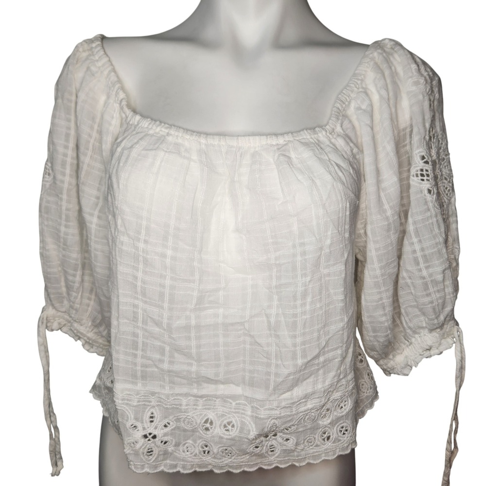 American Eagle Bohemian white cotton off the shoulder blouse size XS